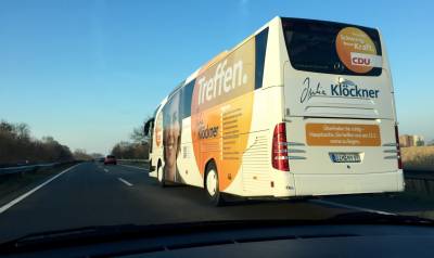 Auf dem Weg nach Ludwigshafen. Dort fand im Anschluss eine weitere Veranstaltung mit Julia Klckner und Horst Seehofer statt.